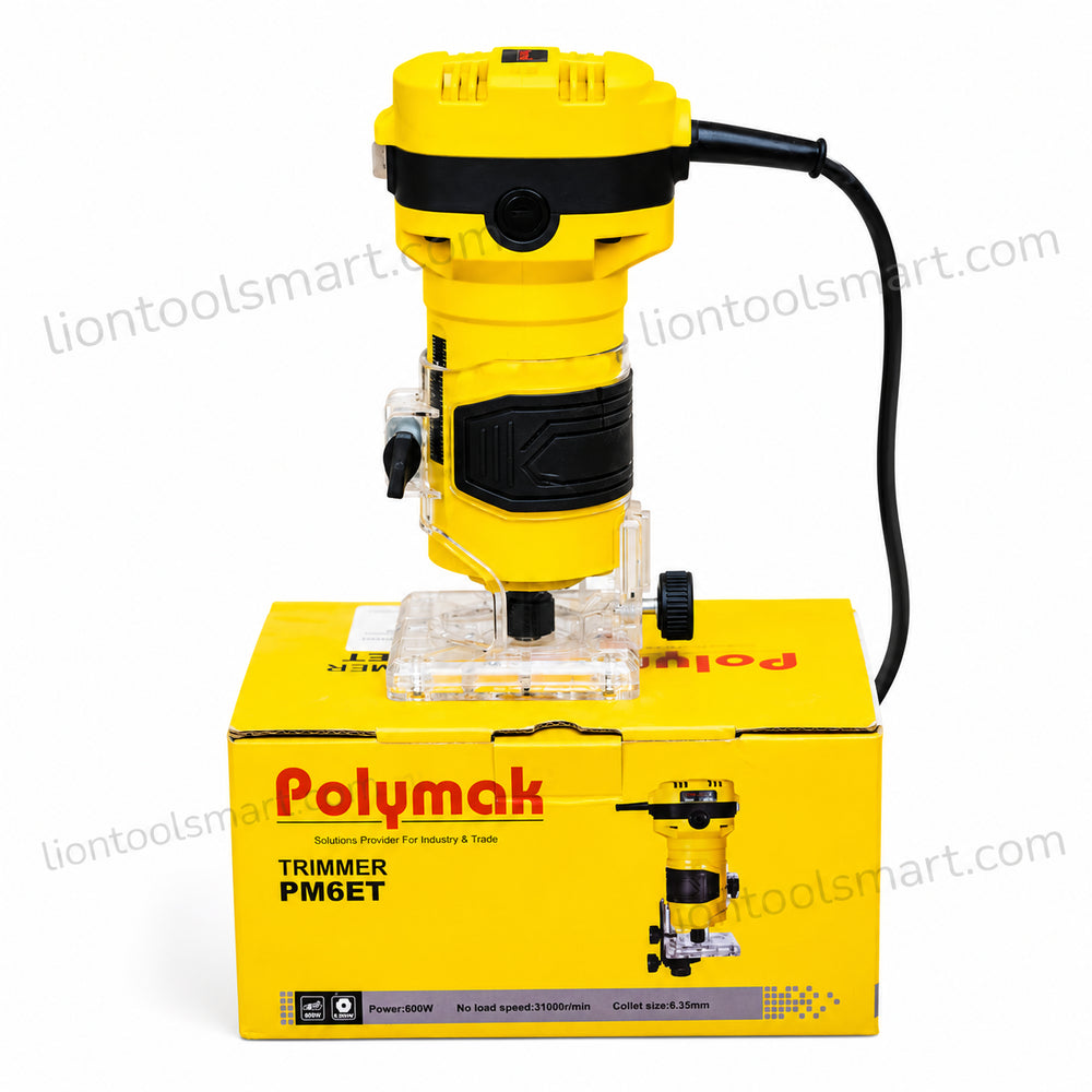 Polymak Wood Trimmer 600W 6.35mm PM6ET | Edge Trimming, Grooving, Wood Routing & Carpentry Applications
