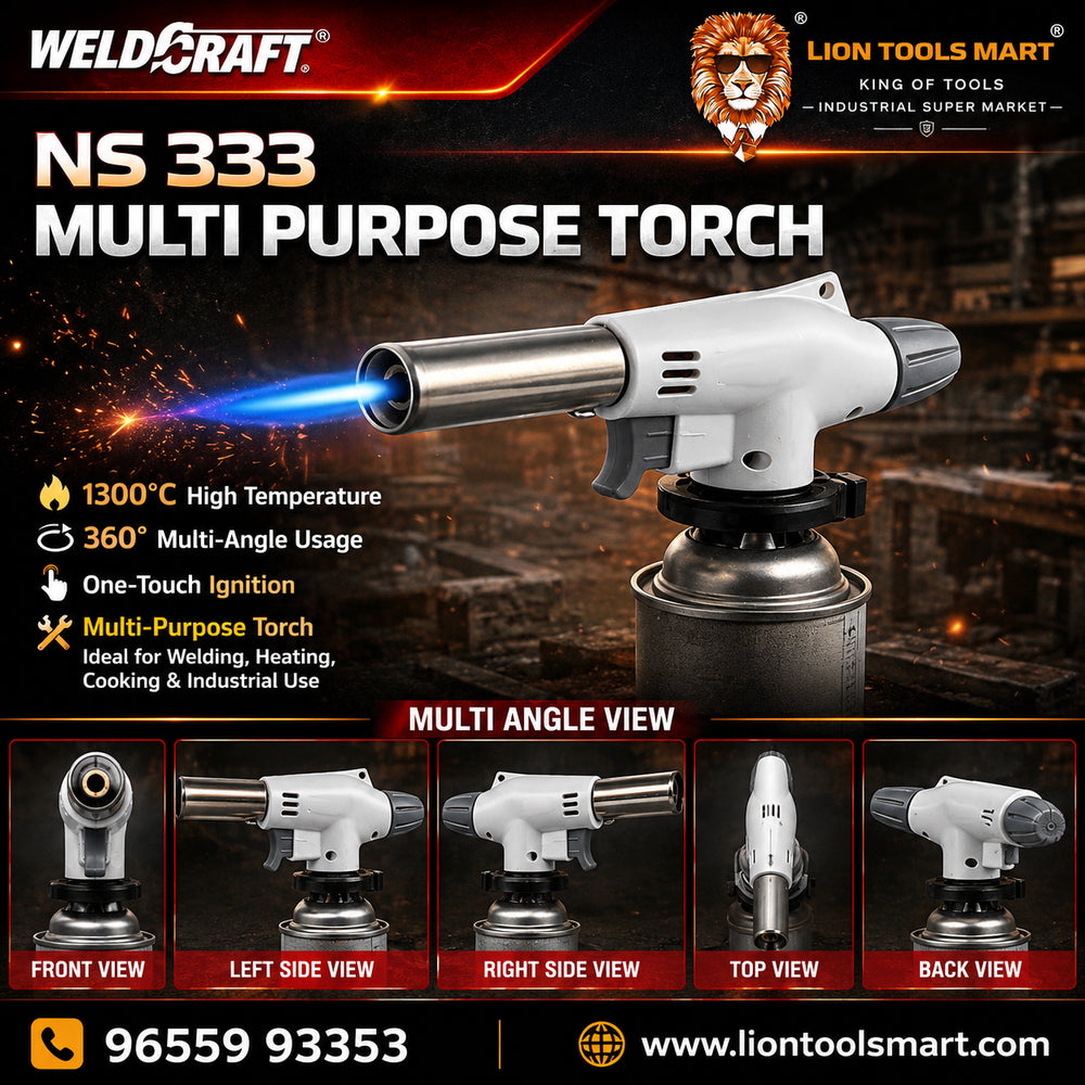 Portable Gas Flame Gun Torch Burner for Kitchen, BBQ, Baking & Camping | Butane Blow Torch with Adjustable Flame Control | Manual Ignition Multipurpose Cooking Torch | White – 1300°C High-Temperature Gas Torch