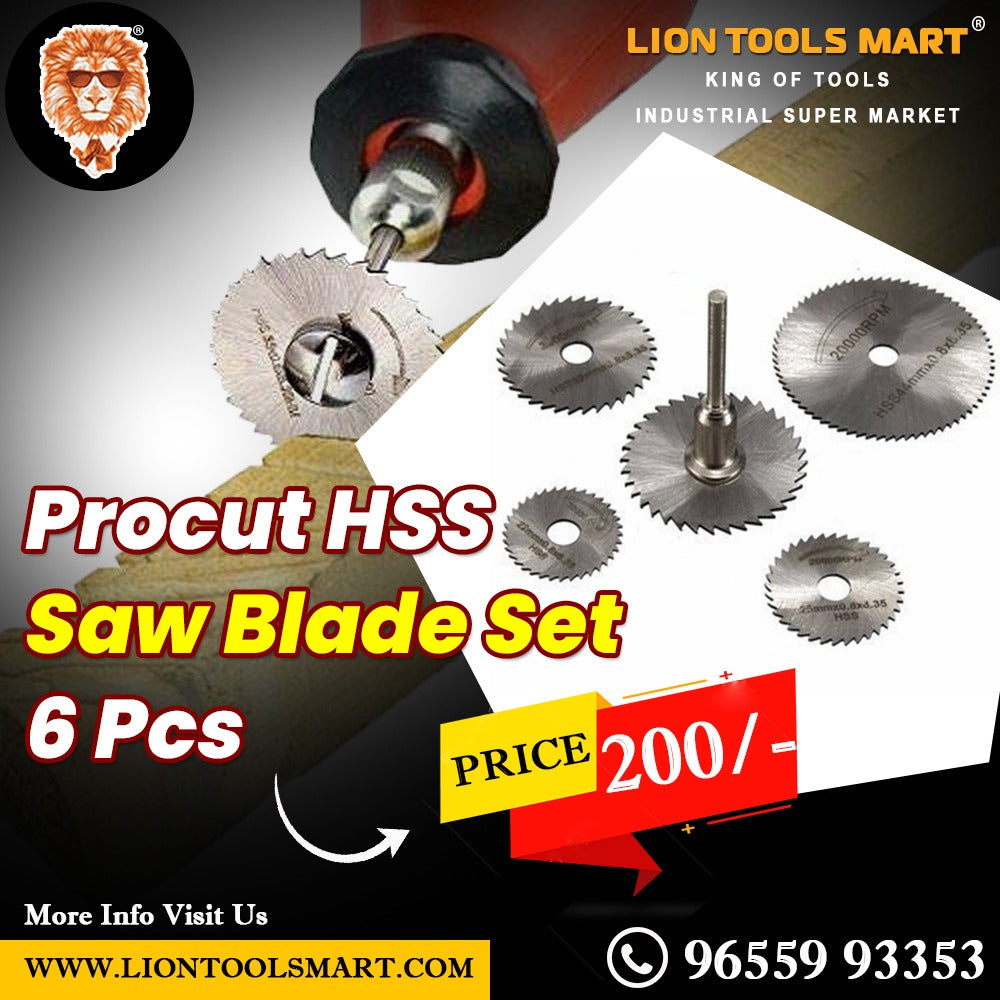 Procut 6-Piece HSS Saw Blade Set for Rotary Tools - High Speed Steel Cutting Discs