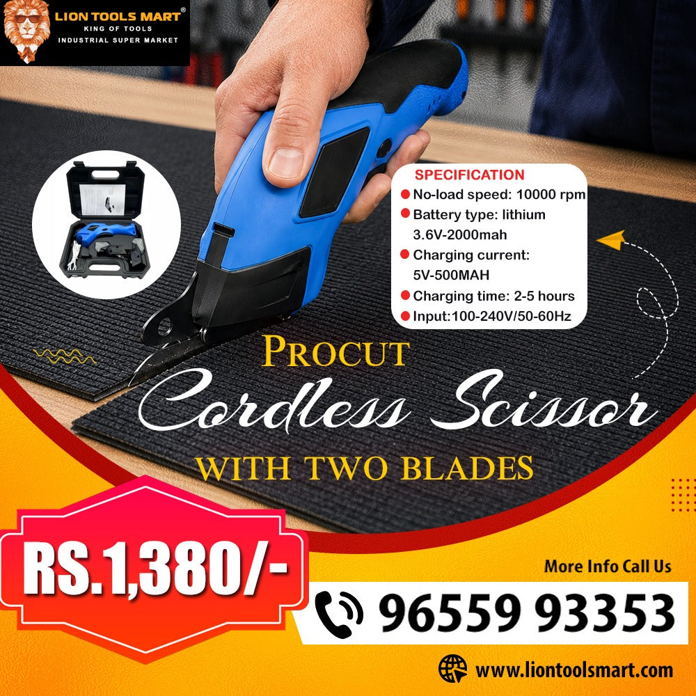 Procut Cordless Scissor 3.6V 2000mAh with 2 Blades – 10000 RPM