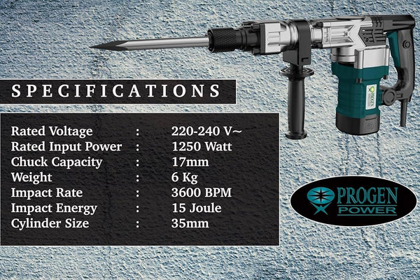 Progen, Progen PG-9516NHG, 9516-NHG, 17mm Demolition Hammer, Demolition Hammer, 1450W Demolition Hammer, 18J Demolition Hammer, Heavy Duty Demolition Hammer, Concrete Breaker, Concrete Chipping Hammer, Concrete Demolition Hammer, Masonry Breaker, Brick Demolition Hammer, Tile Removal Hammer, Chisel Hammer, Percussion Hammer, Electric Demolition Hammer, Construction Demolition Tool, Heavy Duty Chipping Hammer, Concrete Breaking Machine, Masonry Chipping Tool, Construction Power Tool, Renovation Demolition To