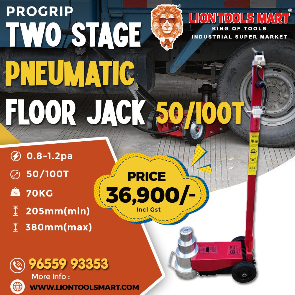 Progrip Two-Stage Pneumatic Floor Jack - 50/100 Ton Heavy Duty Industrial Jack