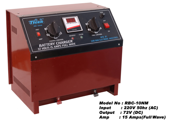 Tiger Battery Charger 72V-15Amps Full Wave Digital RBC-10NM | 100% Copper Winded Transformer