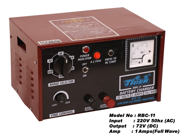 Tiger Battery Charger 72v-1a Full Wave RBC-11 | 100% Copper Winded Transformer