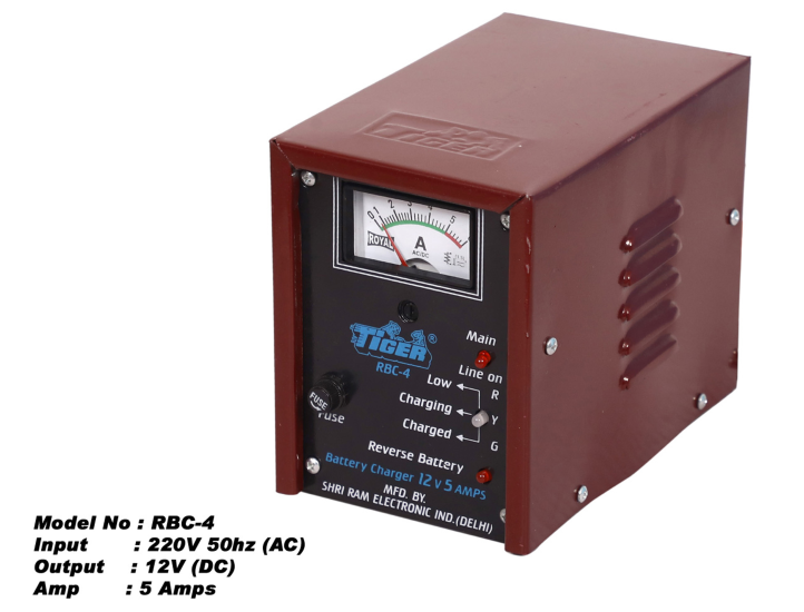 Tiger Battery Charger 12v-5a Reverse Polarity RBC-4 | 100% Copper Winded Transformer