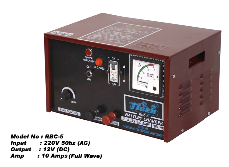 Tiger Battery Charger 12v-10a Full Wave RBC-5 | 100% Copper Winded Transformer