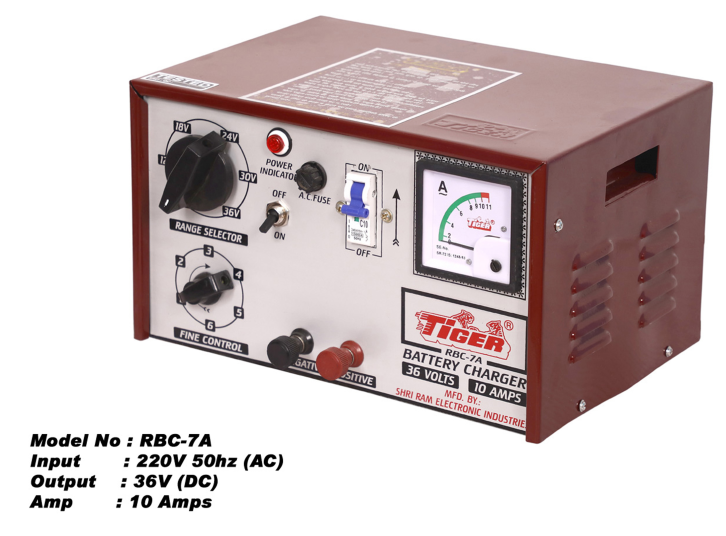 Tiger Battery Charger 36v-10a Half Wave RBC-7A | 100% Copper Winded Transformer