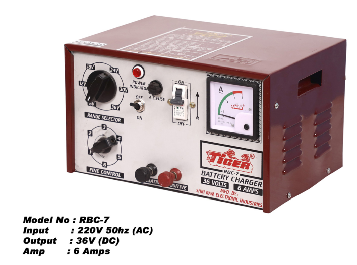 Tiger Battery Charger 36v-6a Half Wave RBC-7 | 100% Copper Winded Transformer