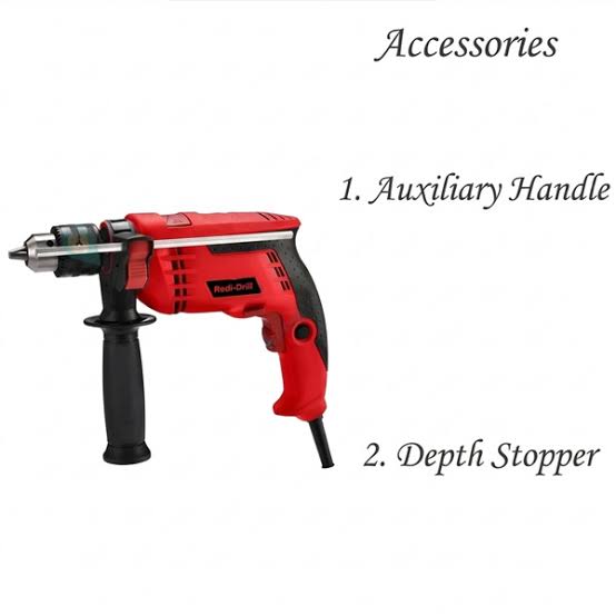 Ralli Wolf 18130 13mm impact drill machine with 700W motor, 0–2800 RPM variable speed, reversible operation, auxiliary handle and depth stopper.