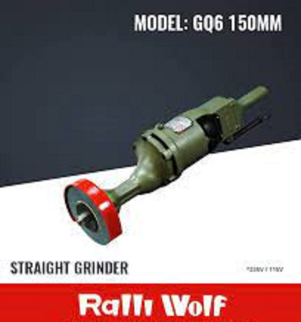 Ralli Wolf GQ6 150mm Heavy-Duty Straight Grinder Machine 1200W with 5600 RPM Speed and Aluminium Die-Cast Body for Industrial Metal Grinding and Polishing