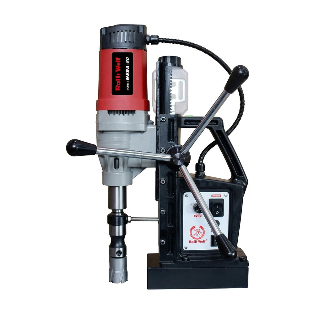Ralli Wolf MEGA 80 80mm Magnetic Core Drilling Machine 1950W, 100–510 RPM Variable Speed, 16700N Magnetic Adhesion, MT3 Morse Taper and 28mm Twist Drill Capacity
