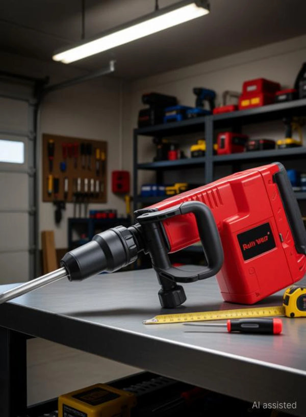 Ralli Wolf RW11H 1500W Heavy-Duty Demolition Hammer with Double Motor Design and Anti-Vibration System for Concrete Breaking, Masonry Removal and Construction Applications