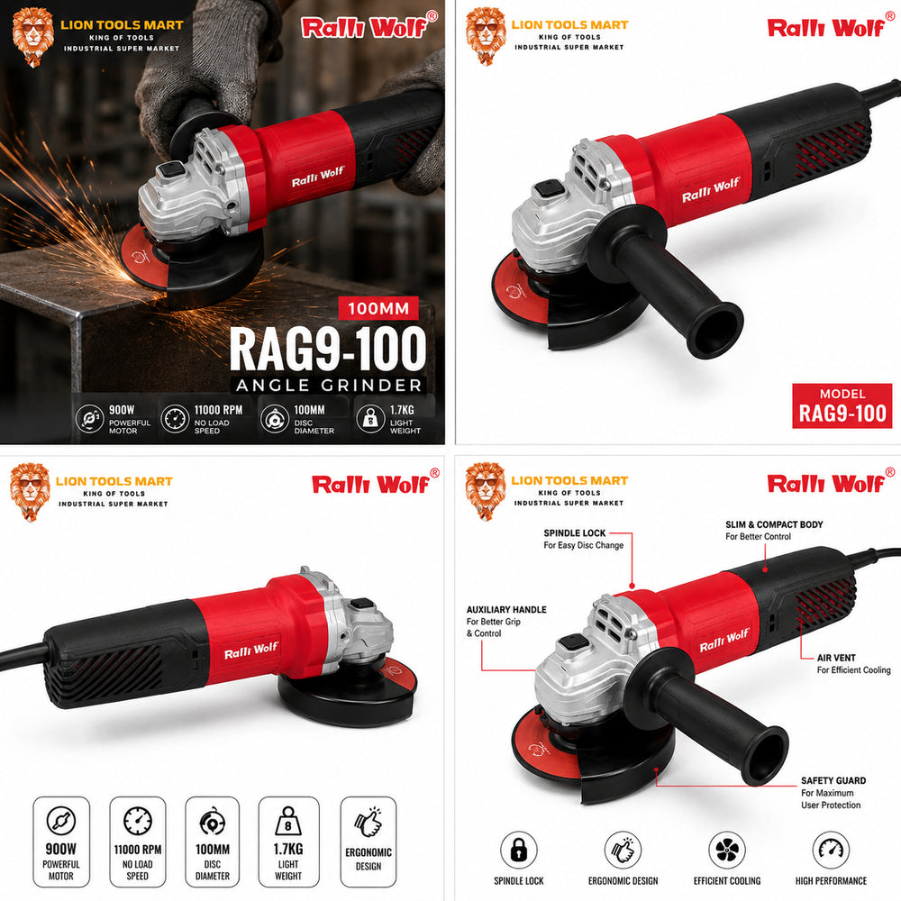 Ralli Wolf RAG9-100 100mm 900W Angle Grinder