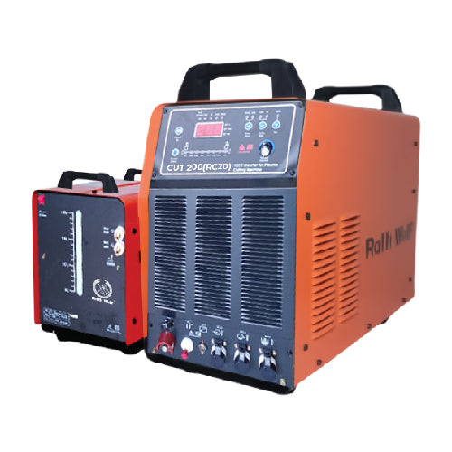 Ralli Wolf RC20 CUT 200 200A heavy-duty IGBT air plasma cutting machine with CNC interface support, 100% duty cycle and 380V three-phase input.