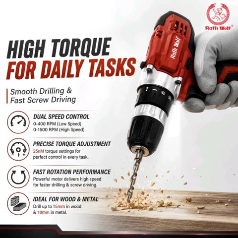 Ralli Wolf, Ralli Wolf RCD12V, RCD12V, 12V Cordless Drill, 12V Drill Driver, Cordless Screwdriver, Cordless Drill Machine, 25Nm Cordless Drill, 10mm Cordless Drill, Li-Ion Cordless Drill, 1500mAh Battery Drill, 2 Speed Cordless Drill, Woodworking Drill, Metal Drilling Machine, Furniture Assembly Drill, Construction Drill, Workshop Drill, DIY Cordless Drill, Professional Cordless Drill, LED Light Drill, Battery Powered Drill, Cordless Power Tool, Ralli Wolf Power Tools, Maintenance Drill, Lion Tools Mart