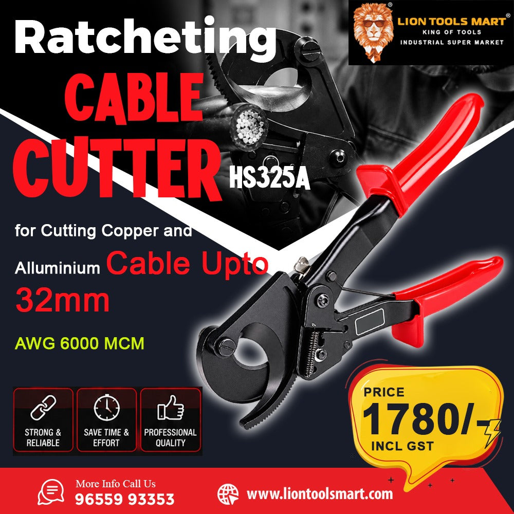 Ratchet Cable Cutter HS325A – Copper & Aluminium Cable Cutter Up to 32mm