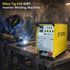 Person welding metal with a Rilon Tig 630 IGBT inverter welding machine in a workshop setting.