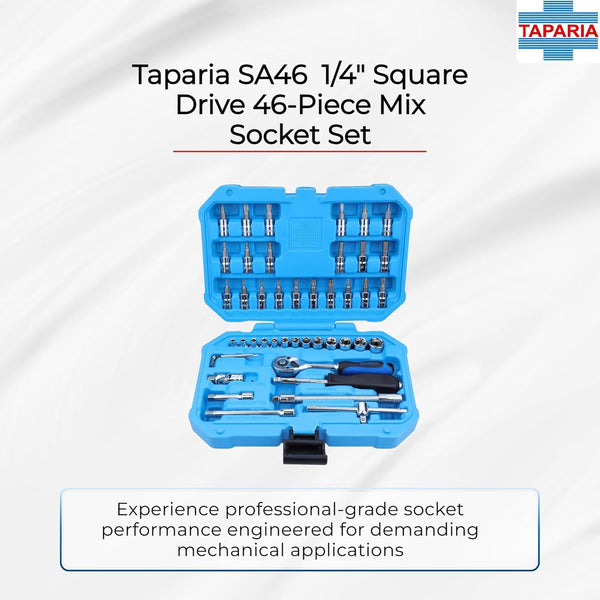 Taparia 46Pcs 1/4Inch Socket Set in Blow Moulding Box | Professional Tool Kit
