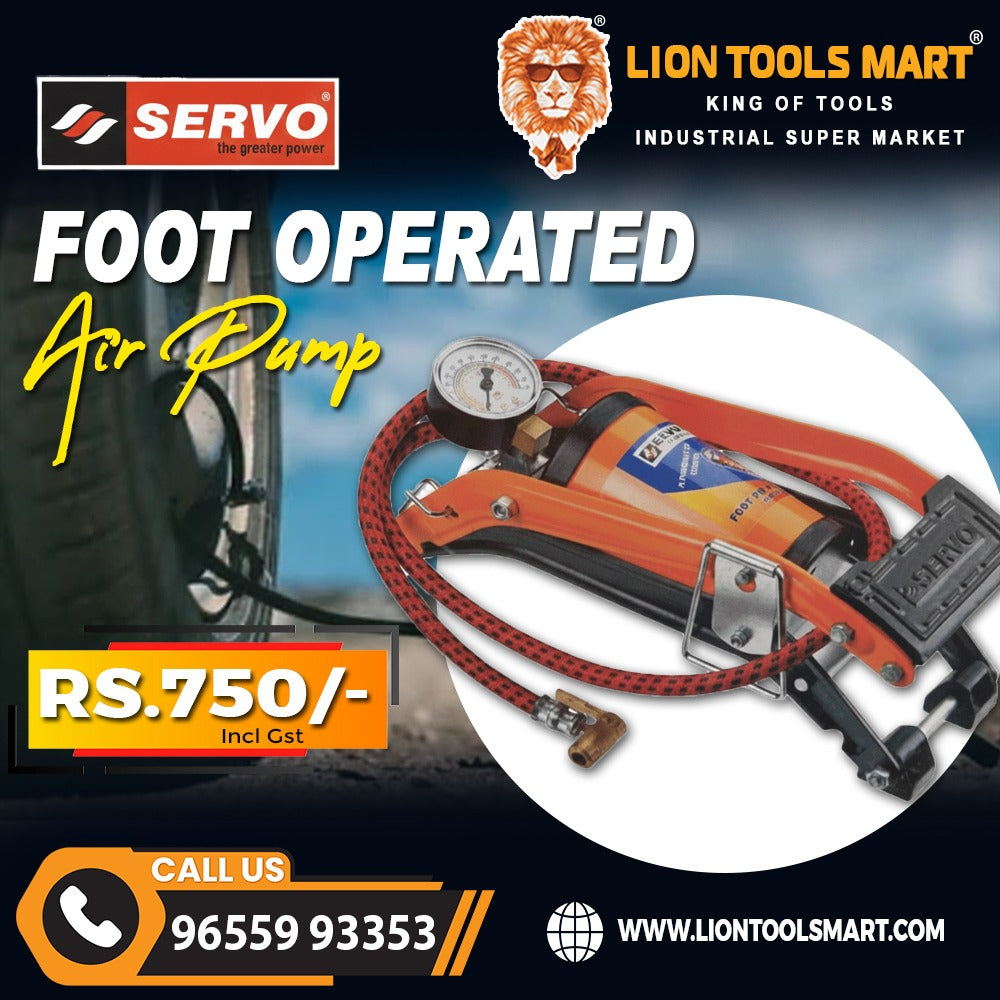SERVO Foot Operated Air Pump with Pressure Gauge from Lion Tools Mart