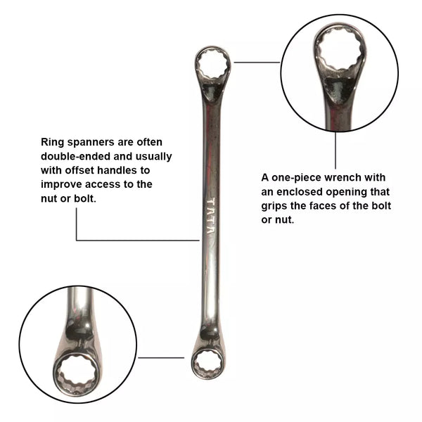 TATA Chrome Finished Ring Spanner | Double End Ring Spanner | Professional Metric Wrench