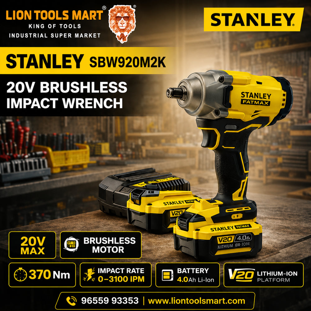 STANLEY SBW920M2K 20V Brushless Impact Wrench Kit (370Nm)