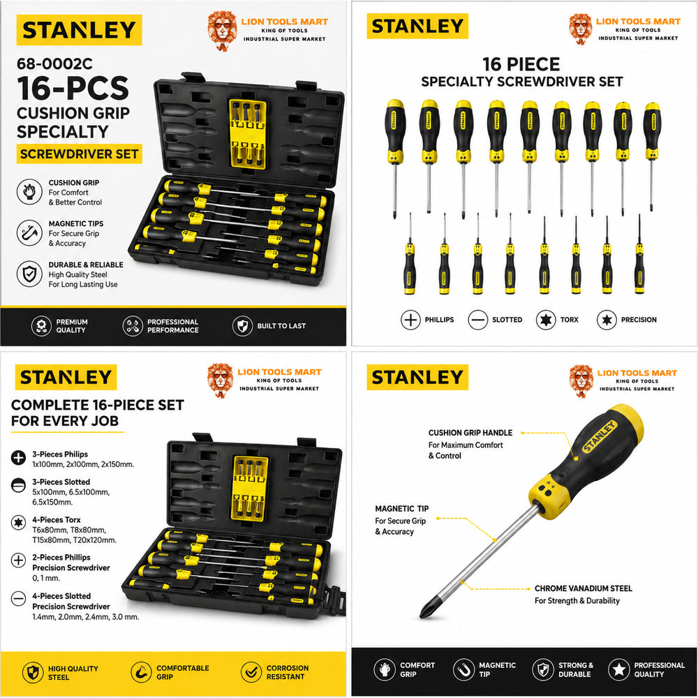 STANLEY 68-0002C 16-Piece Cushion Grip Specialty Screwdriver Set