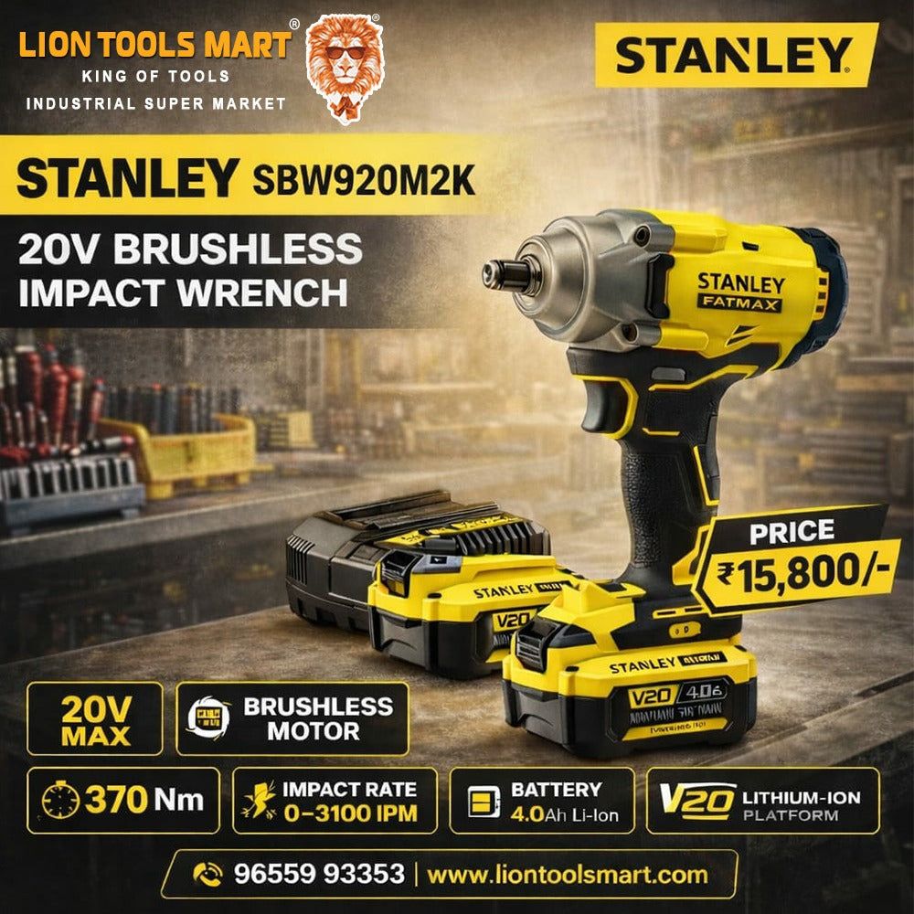 STANLEY SBW920M2K 20V Brushless Impact Wrench Kit (370Nm)