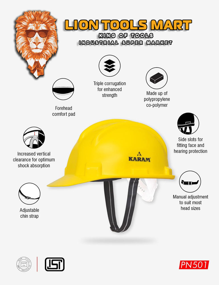 Karam Shelmet Safety Helmet with Protective Peak with Nape Type Adjustment, PN501 | Head Protection