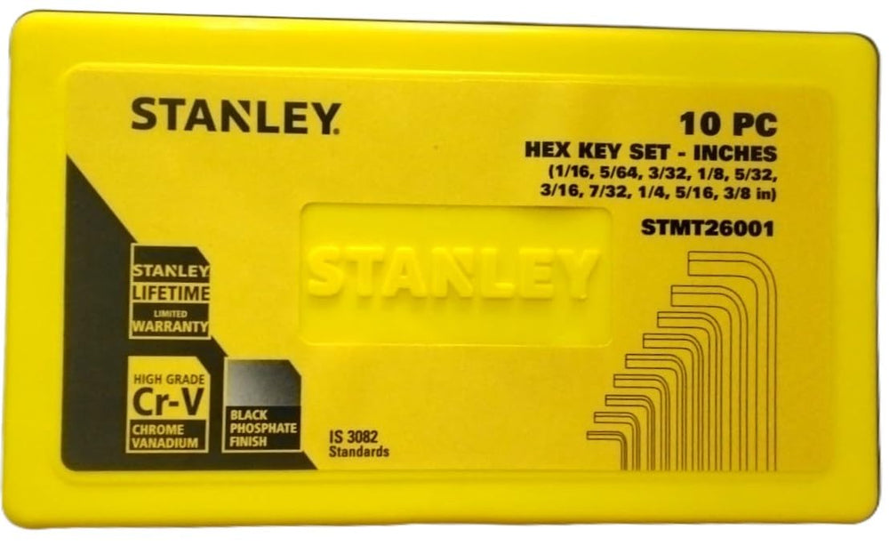 Stanley 10Pcs Hex Key Inches Box Set STMT26001 | Automotive Repair, Bicycle Maintenance, Machinery Assembly & Industrial Applications