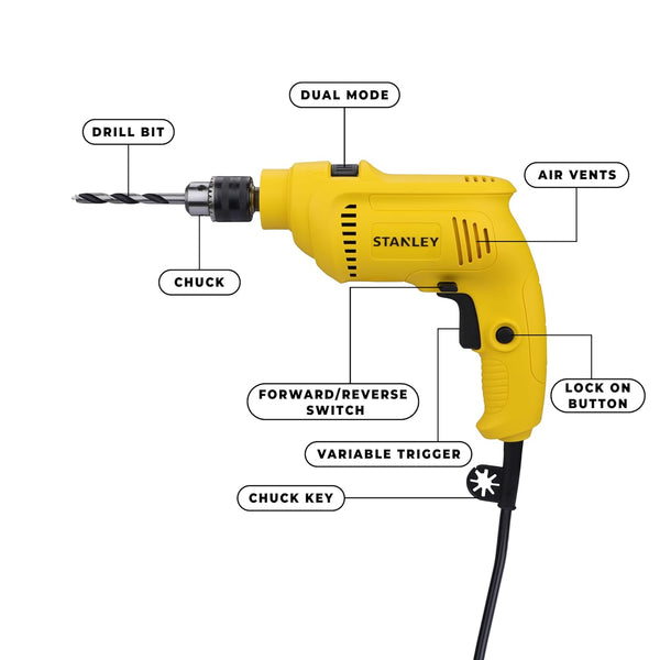 Stanley, Stanley SDH550, SDH550 Hammer Drill, Stanley 10mm Drill, 10mm Hammer Drill, 550W Hammer Drill, 550W Impact Drill, Stanley Impact Drill, Corded Hammer Drill, 10mm Impact Drill, Electric Hammer Drill, Masonry Drill, Wood Drill, Metal Drill, Construction Drill, Power Drill Machine, Hammer Drill Machine, Two Mode Drill, Forward Reverse Drill, Metal Chuck Drill, Lock On Drill, Professional Drill Machine, Workshop Drill, Stanley Power Tools