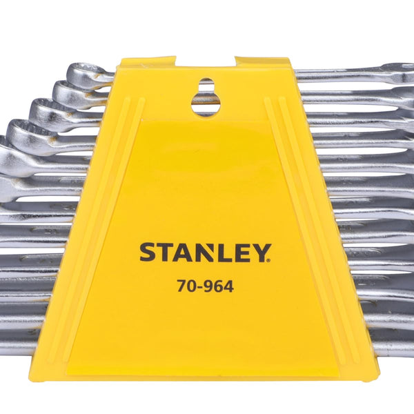 Stanley 70-964E 12 Pcs Combination Spanner Set made from Chrome Vanadium steel with Maxi-Drive™ anti-slip technology. Ideal for automotive repair, workshops, garages, mechanical servicing, and industrial maintenance.