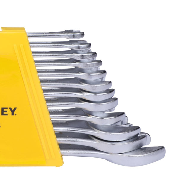 Stanley 70-964E 12 Pcs Combination Spanner Set made from Chrome Vanadium steel with Maxi-Drive™ anti-slip technology. Ideal for automotive repair, workshops, garages, mechanical servicing, and industrial maintenance.
