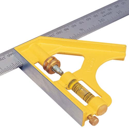Stanley combination square, 2-46-028, 12 inch combination square, 300mm combination square, Stanley square, diecast combination square, carpenter square, woodworking square, measuring square, layout square, spirit level square, rafter measuring tool, carpentry measuring tool