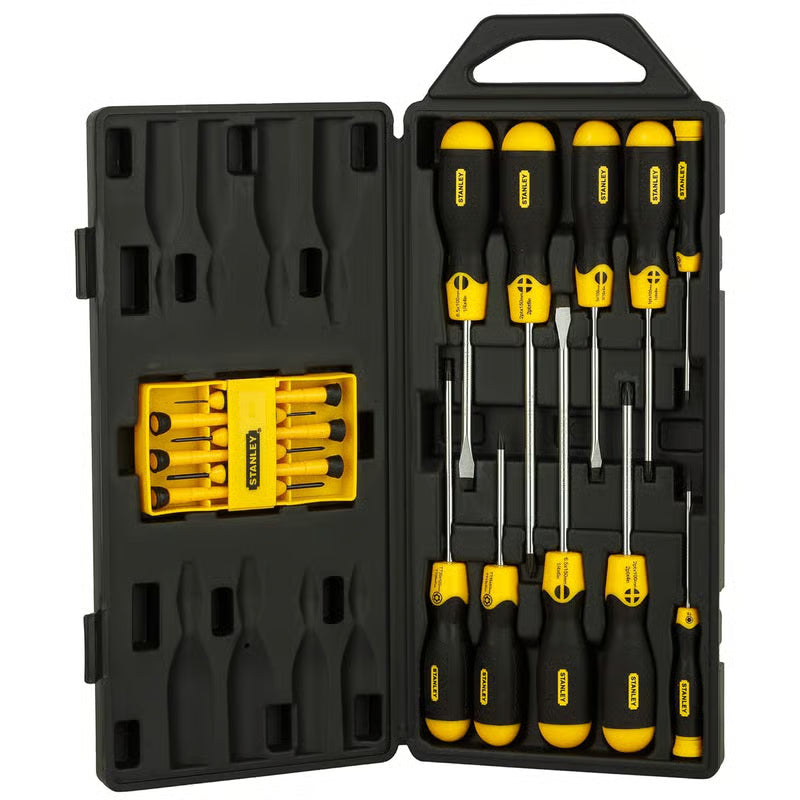 Stanley 16Pcs Cushion Grip Screwdriver Set 68-0002C | Electrical, Mechanical, Automotive, Workshop & Maintenance Applications