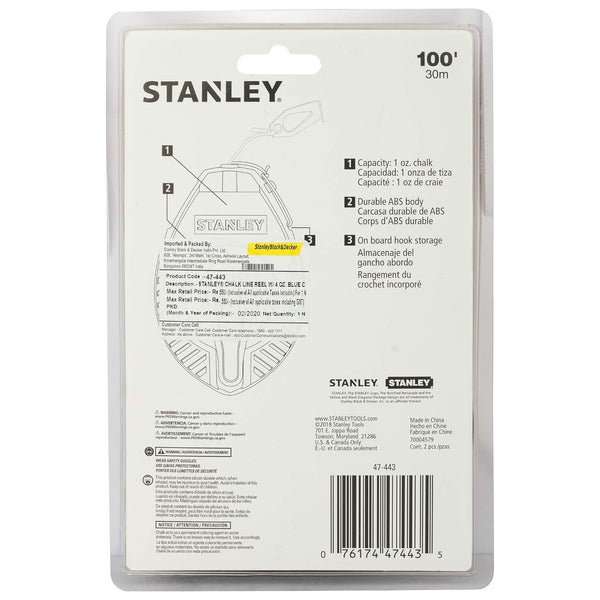Stanley, Stanley STHT47-443, Stanley 47-443, Stanley Chalk Line Set, 30M Chalk Line, Chalk Line Reel, Marking Chalk Reel, Construction Layout Tool, Masonry Chalk Line, Flooring Layout Tool, Tile Marking Tool, Blue Chalk Line, Polyester Chalk Line, Survey Marking Tool, Roofing Layout Tool, Carpentry Measuring Tool, Professional Chalk Reel, Stanley Measuring Tools, Lion Tools Mart