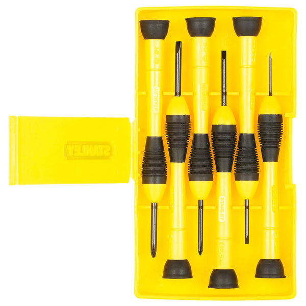 Stanley 66-052, Stanley Precision Screwdriver Set, Stanley 6Pcs Screwdriver Set, Bi-Material Precision Screwdriver, Precision Screwdriver Set, Mini Screwdriver Set, Electronics Repair Tools, Mobile Repair Screwdriver, Watch Repair Screwdriver, Eyeglass Repair Tools, Computer Repair Tools, Electrical Precision Screwdriver, Chrome Vanadium Screwdriver, Swivel Head Screwdriver, Professional Precision Tools, DIY Repair Tools, Workshop Hand Tools, Stanley Professional Tools, Precision Maintenance Tools, Lion Too