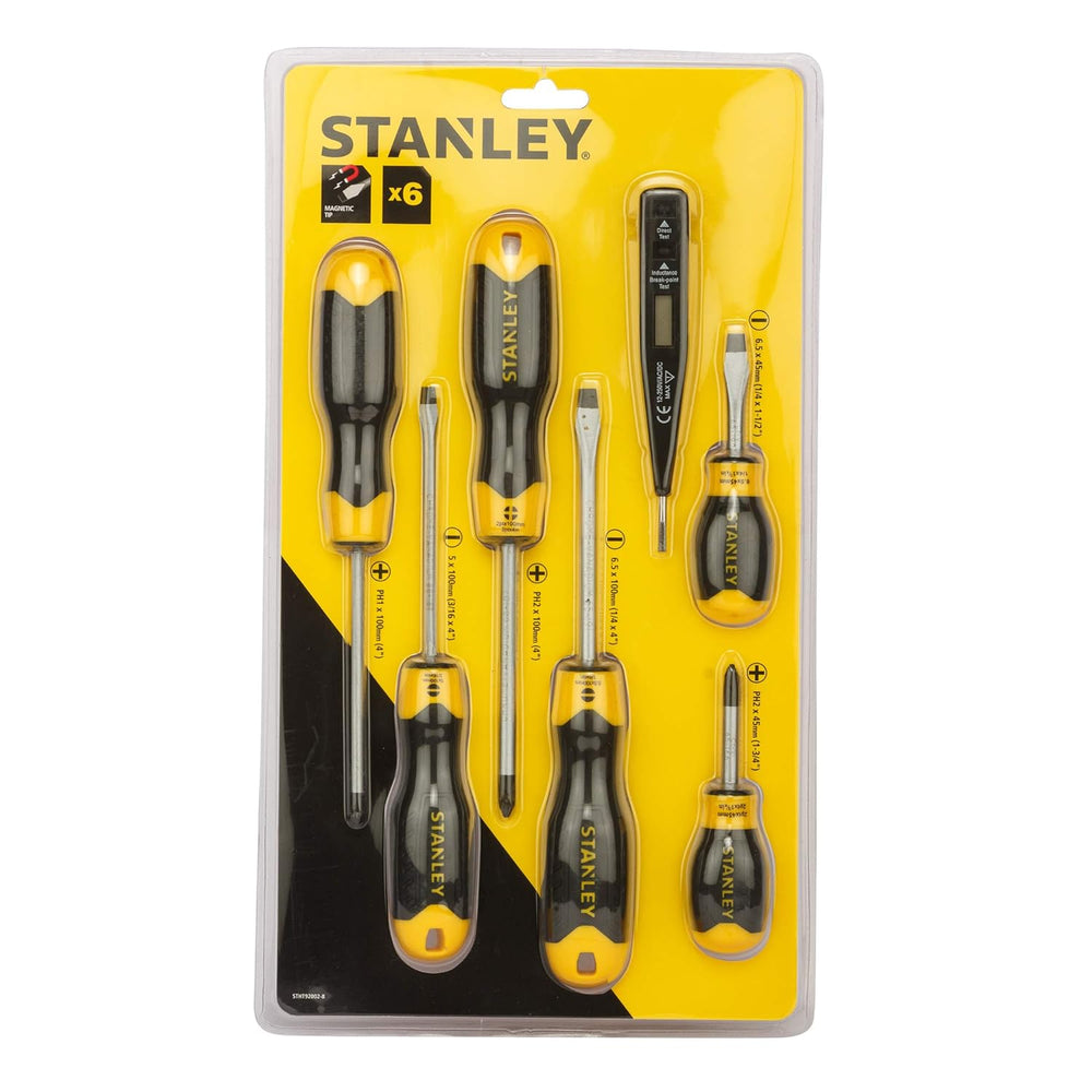 Stanley 6Pcs Screwdriver Set W/Bonus (Tester Included) STHT92002-8 | Electrical, Mechanical, Automotive, Workshop & Maintenance Applications