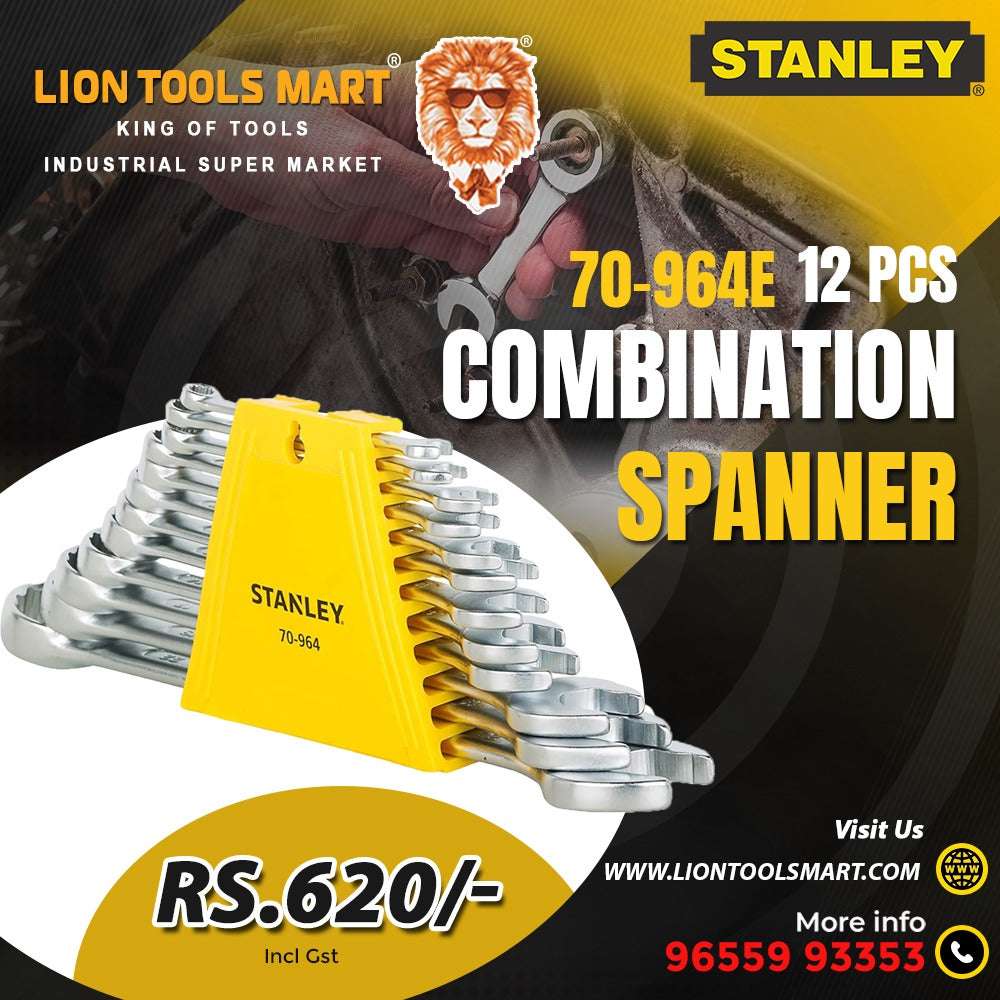 Stanley 70-964E 12-Piece Combination Spanner Set (6mm – 22mm) – Chrome Vanadium Steel
