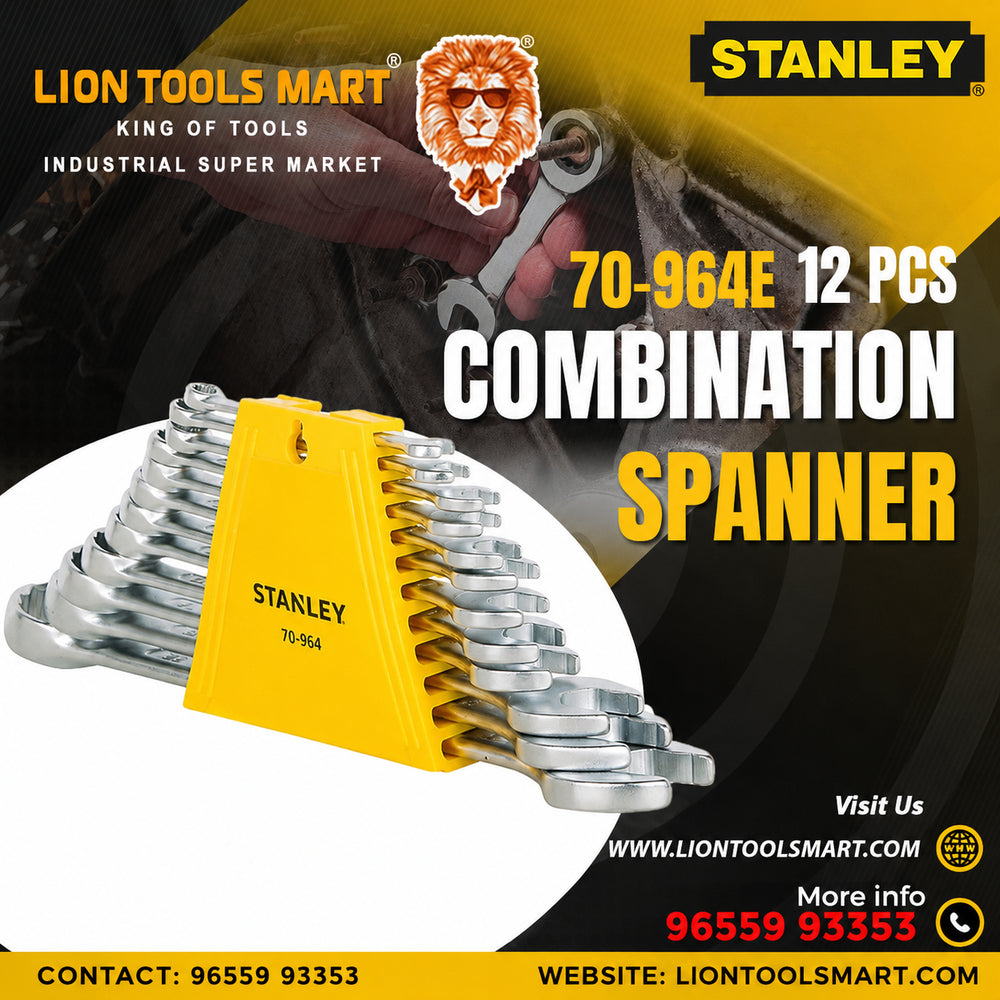 Stanley 12-Piece Combination Spanner Set (6mm – 22mm) 70-964E | Automotive Repair, Mechanical Maintenance, Workshop & Industrial Applications