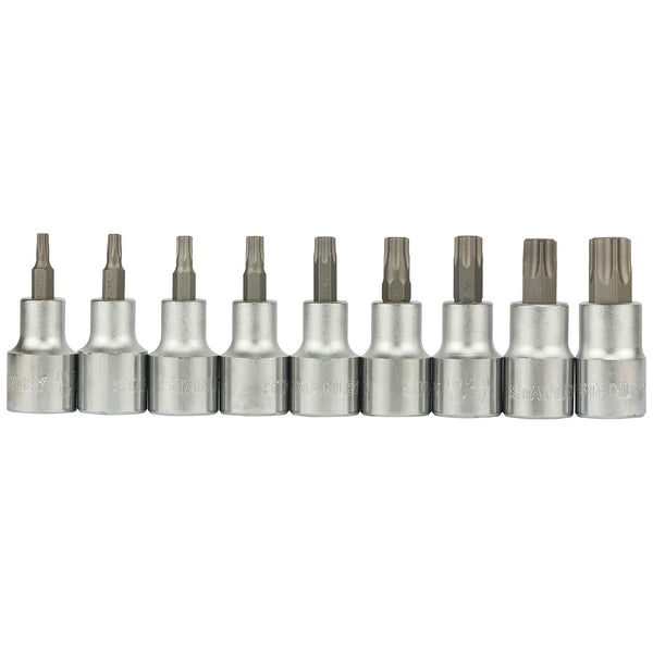 Stanley, Stanley 89-098, Stanley Torx Bit Socket Set, 9Pcs Torx Bit Socket Set, 1/2 Inch Drive Socket Set, Torx Socket Set, Torx Bit Set, T20 Torx Socket, T25 Torx Socket, T27 Torx Socket, T30 Torx Socket, T40 Torx Socket, T45 Torx Socket, T50 Torx Socket, T55 Torx Socket, T60 Torx Socket, Chrome Vanadium Socket Set, Professional Mechanic Tools, Automotive Repair Tools, Industrial Hand Tools, Workshop Tools, Garage Equipment, Stanley Hand Tools, Lion Tools Mart