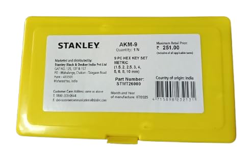 Stanley STMT26000, Stanley Hex Key Set, Stanley Allen Key Set, 9Pcs Metric Hex Key Set, Metric Allen Key Set, Chrome Vanadium Hex Keys, Allen Wrench Set, Hex Key Box Set, Mechanical Hand Tools, Automotive Repair Tools, Bicycle Repair Tools, Industrial Maintenance Tools, Workshop Tools, Furniture Assembly Tools, Engineering Hand Tools, DIY Tool Kit, Professional Hex Key Set, Stanley Professional Tools, Metric Allen Wrench Set, Lion Tools Mart