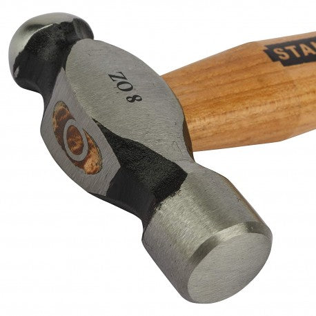 Stanley Ball Pein Hammer, Stanley 54-107, 220gm Hammer, 8Oz Ball Pein Hammer, Wooden Handle Hammer, Hickory Handle Hammer, Metalworking Hammer, Riveting Hammer, Carbon Steel Hammer, Workshop Hammer