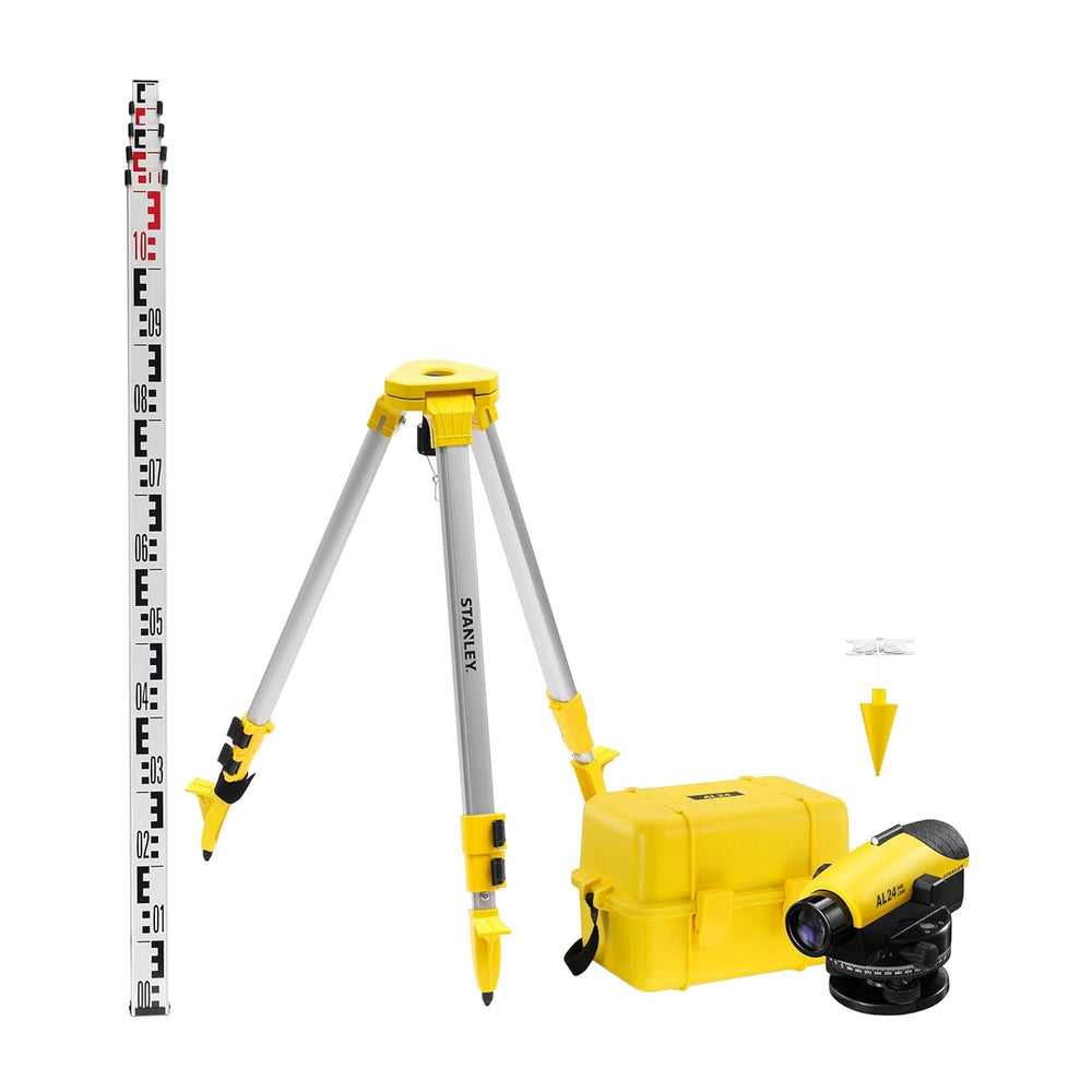 Stanley Optical Level Set AL24G Site Pack Set with Tripod and Staff 1-77-159N | Surveying, Construction, Civil Engineering & Leveling Applications
