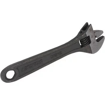 Stanley STMT74893-8 6 Inch (150mm) Adjustable Wrench with forged Chrome Vanadium steel, phosphate finish, laser-etched jaw scale, and built-in tension spring. Ideal for plumbing, automotive repair, workshops, and industrial maintenance.