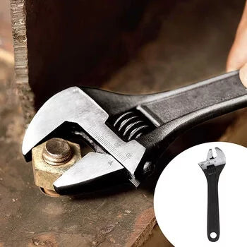 Stanley STMT74893-8 6 Inch (150mm) Adjustable Wrench with forged Chrome Vanadium steel, phosphate finish, laser-etched jaw scale, and built-in tension spring. Ideal for plumbing, automotive repair, workshops, and industrial maintenance.