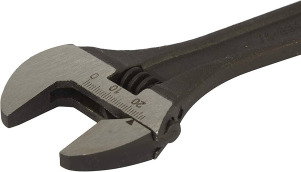 Stanley STMT74896-8 12 Inch (300mm) Adjustable Wrench with forged Chrome Vanadium steel, black phosphate finish, laser-etched jaw scale, and built-in tension spring. Ideal for plumbing, automotive repair, workshops, and industrial maintenance.