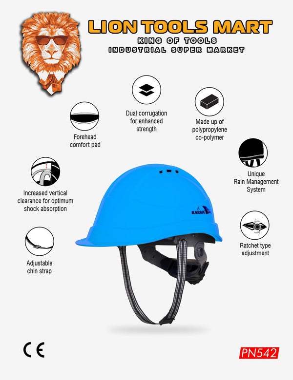Karam Shelblast Safety Helmet with Protective Peak with Ratchet Type Adjustment and Ventilators PN542 | Head Protection
