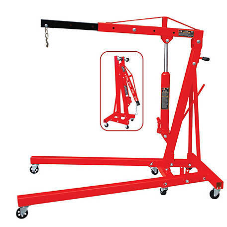 BIG RED 2 Ton Engine Hoist T32002X | Hydraulic Folding Shop Crane