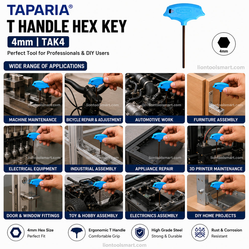 Taparia T Handle Hex Key 4mm TAK4 | Professional Allen Key Tool