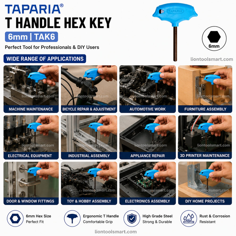 Taparia T Handle Hex Key 6mm TAK6 | Professional Allen Key Tool